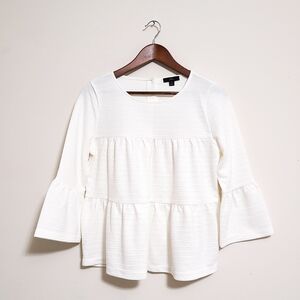 J. Crew 3/4 Bell Sleeve Top in White